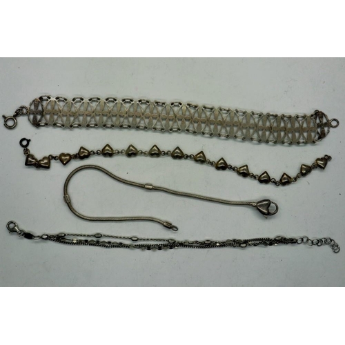 39 - Four 925 silver bracelets, largest L: 18 cm. P&P Group 1 (£14+VAT for the first lot and £1+VAT for s... 