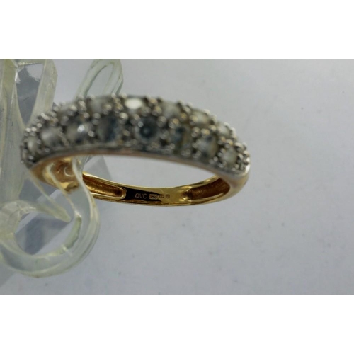 48 - 18ct gold half eternity ring set with two rows of cubic zirconia, size L/M, 2.5g. P&P Group 1 (£14+V... 