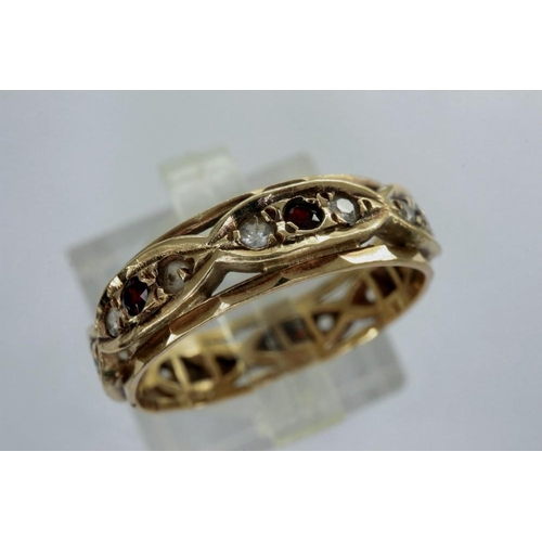 52 - 9ct gold eternity ring set with garnet and cubic zirconia, size N, 2.7g. P&P Group 1 (£14+VAT for th... 