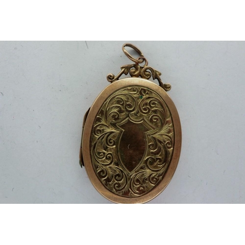 61 - 9ct gold pendant locket, H: 30 mm, 3.4g. P&P Group 1 (£14+VAT for the first lot and £1+VAT for subse... 