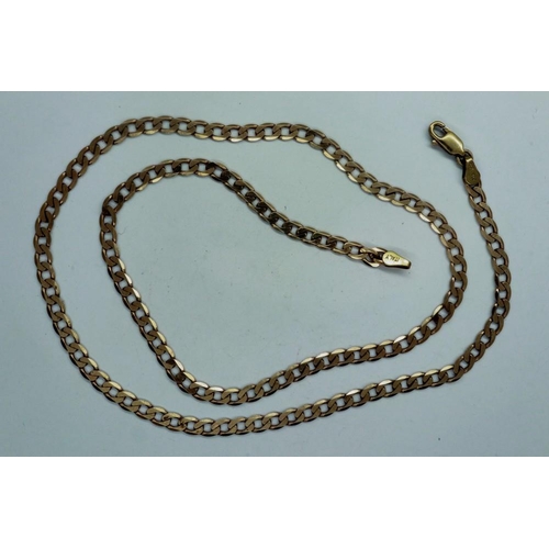 64 - 9ct gold curb link neck chain, L: 51 cm, 9.0g. P&P Group 1 (£14+VAT for the first lot and £1+VAT for... 