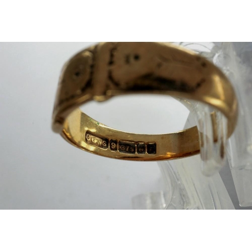 67 - 9ct gold belt buckle ring, size M, 2.8g. P&P Group 1 (£14+VAT for the first lot and £1+VAT for subse... 