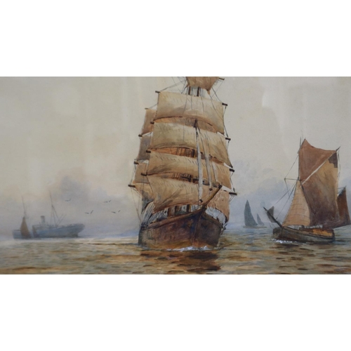 2052 - Robert Allensmore Lowe (B. 1873): watercolour, vessels in calm water, 53 x 35 cm. Not available for ... 