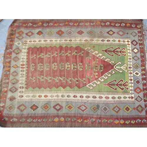 2093 - 19th century Afghan floor rug, distressed 150 x 120 cm. Not available for in-house P&P