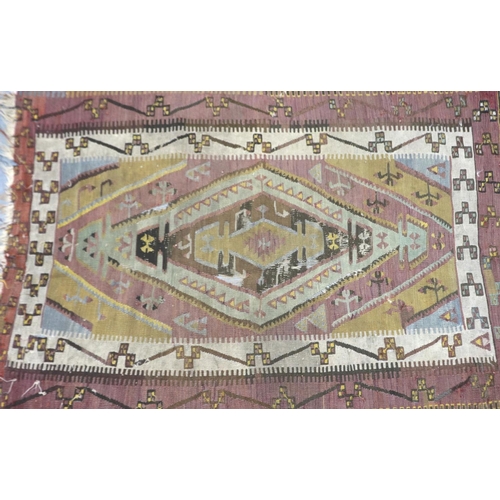 2094 - 19th century Afghan floor rug, distressed, 150 x 100 cm. Not available for in-house P&P