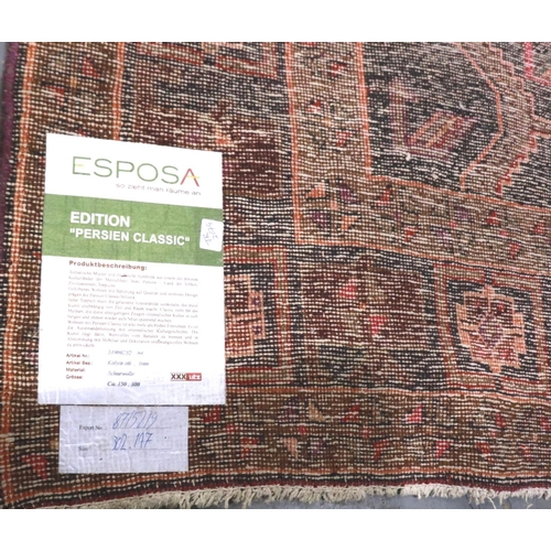 2097 - Esposa edition Persian classic rug in geometric design, 302 x 147 cm. Not available for in-house P&P