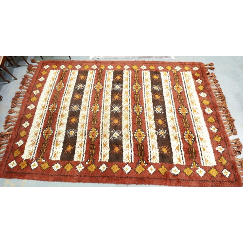 2098 - Large mid 20th century hand knotted South American floor rug, with plaited tassels. Not available fo... 