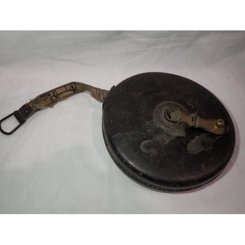 1082 - James Bodington & Son leather cased tape measure, measures in feet and inches with every foot marked... 