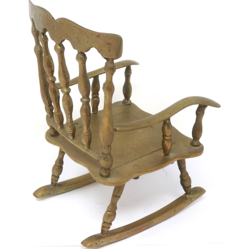 1292 - Polished bronze rocking chair, H: 25 cm. P&P Group 3 (£25+VAT for the first lot and £5+VAT for subse... 