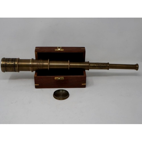 441 - Boxed brass Victorian Marine telescope with five drawers. P&P Group 1 (£14+VAT for the first lot and... 