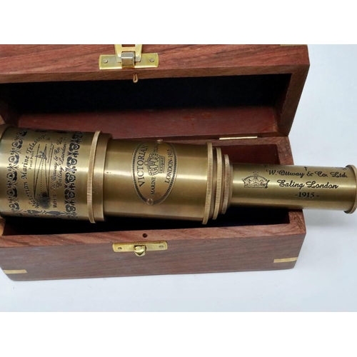 441 - Boxed brass Victorian Marine telescope with five drawers. P&P Group 1 (£14+VAT for the first lot and... 