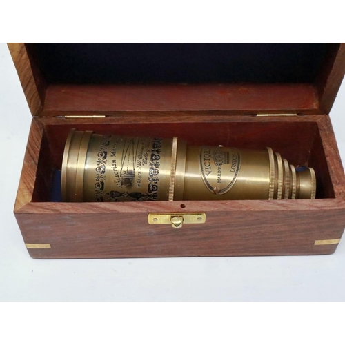 441 - Boxed brass Victorian Marine telescope with five drawers. P&P Group 1 (£14+VAT for the first lot and... 