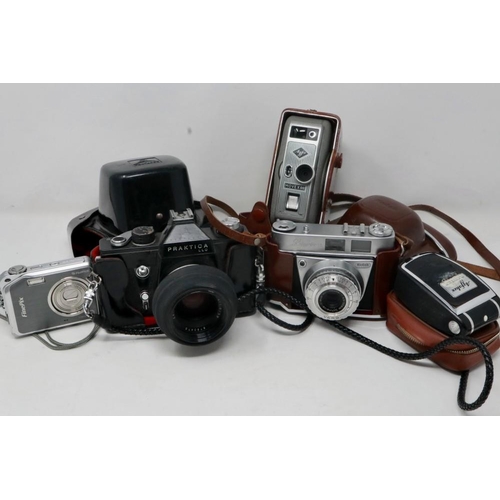 445 - Mixed cameras and accessories including Praktica LLC. P&P Group 2 (£18+VAT for the first lot and £3+... 