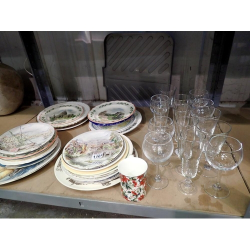 1176 - Assorted glass and commemorative plates. Not available for in-house P&P