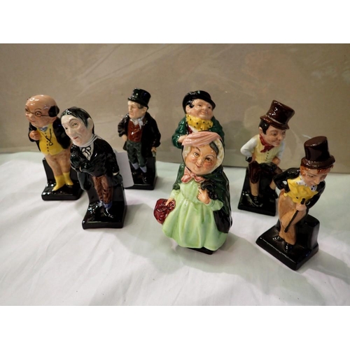 1218 - Seven Royal Doulton Dickens Series figurines, including Tony Weller and Dick Swiveller, largest H: 1... 