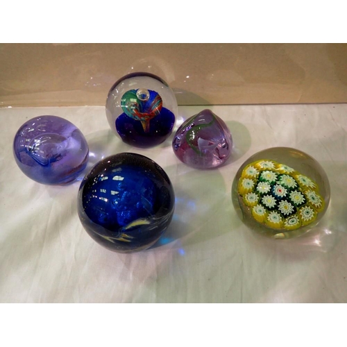 1227 - Five modern glass paperweights including Caithness. P&P Group 1 (£14+VAT for the first lot and £1+VA... 