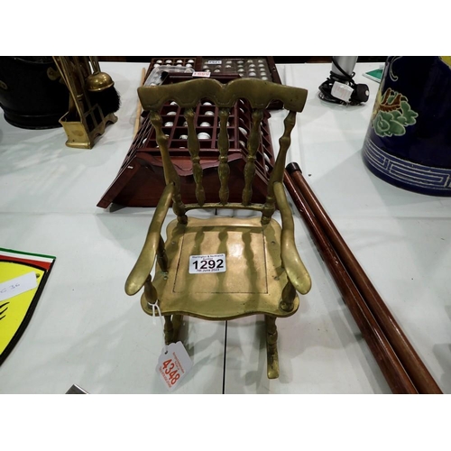 1292 - Polished bronze rocking chair, H: 25 cm. P&P Group 3 (£25+VAT for the first lot and £5+VAT for subse... 