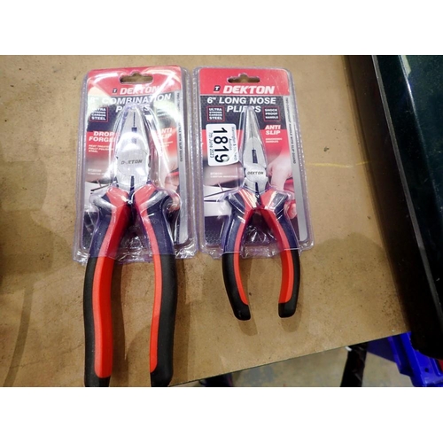 1819 - Pair of new and unused 6 inch long nose pliers and a pair of new and unsed 8 inch combination pliers... 