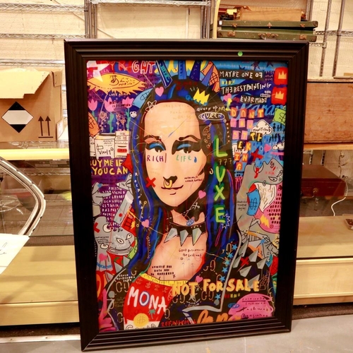 2001 - Large contemporary print on acrylic, Mona Lisa Pop Art, 117 x 82 cm. Not available for in-house P&P