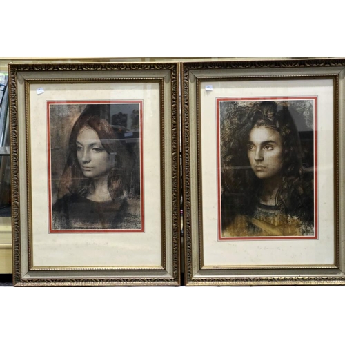 2004 - After Pietro Annigoni (1910-1988): two artist signed prints, largest 34 x 37 cm. Not available for i... 