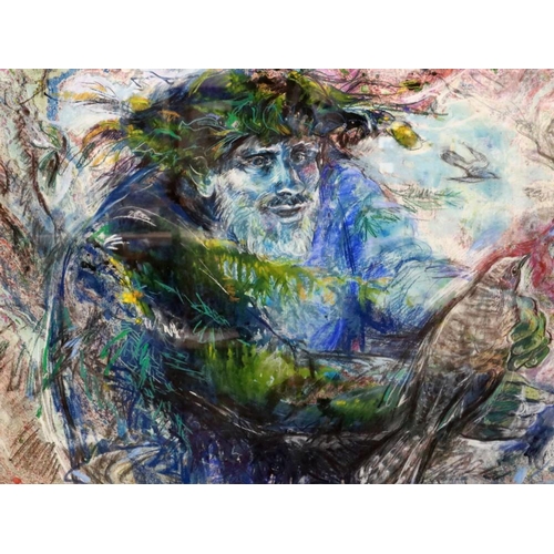 2016 - Libby Anderson (contemporary): Mixed media, Radagast the Pigeon Fancier, 80 x 57 cm. Not available f... 