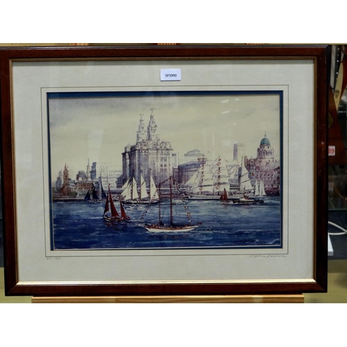 2019 - John Haslam (20th century): Artist signed limited edition print, Tall Ships at Liverpool Waterfront,... 