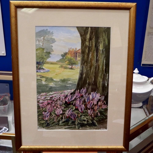 2036 - Keith Elvin (20th century): watercolour, Cyclamen In The Park, 34 x 23 cm. Not available for in-hous... 