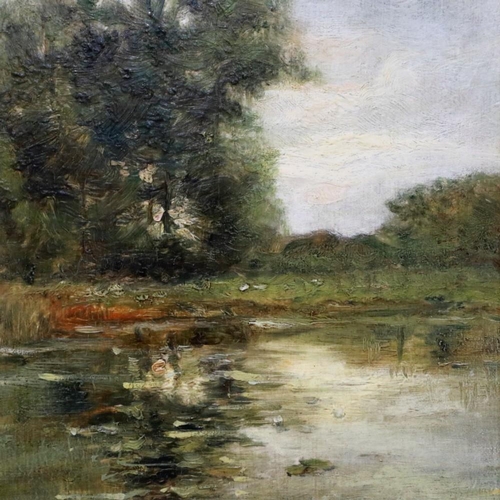 2043 - Jose Weiss (1859-1919): oil on wood panel, trees and water, formerly from the collection of Sir Otto... 