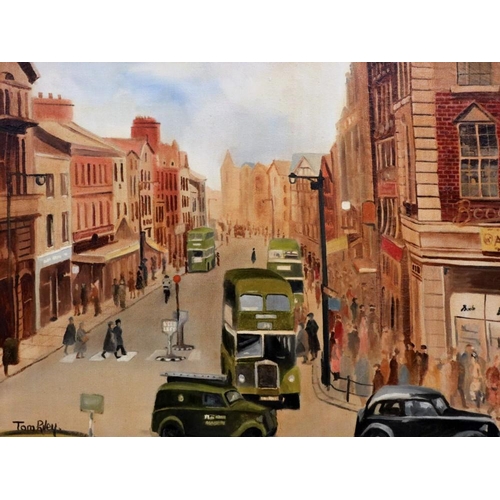 2045 - Tom Riley (20th century): a trio of oils on canvas, Northern town scenes, each 35 x 45 cm. Not avail... 