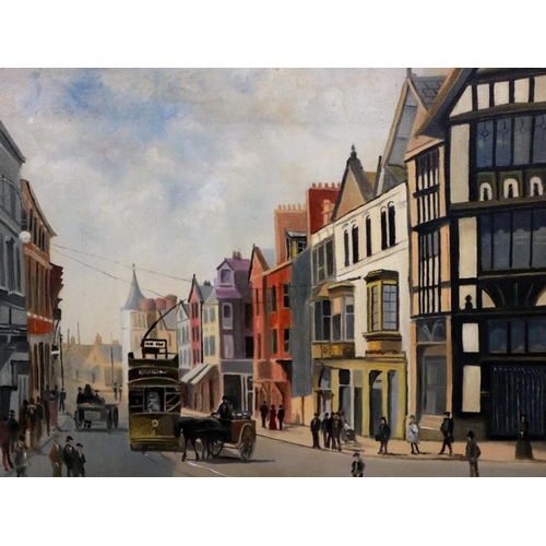 2045 - Tom Riley (20th century): a trio of oils on canvas, Northern town scenes, each 35 x 45 cm. Not avail... 