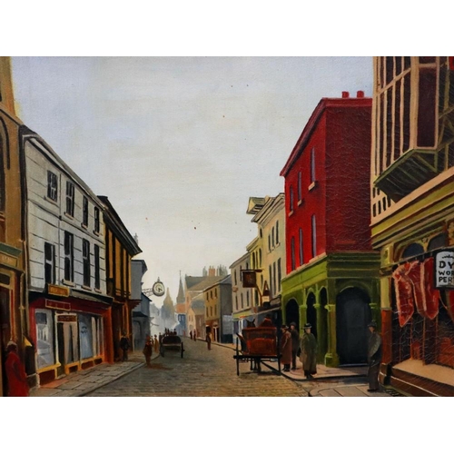 2045 - Tom Riley (20th century): a trio of oils on canvas, Northern town scenes, each 35 x 45 cm. Not avail... 