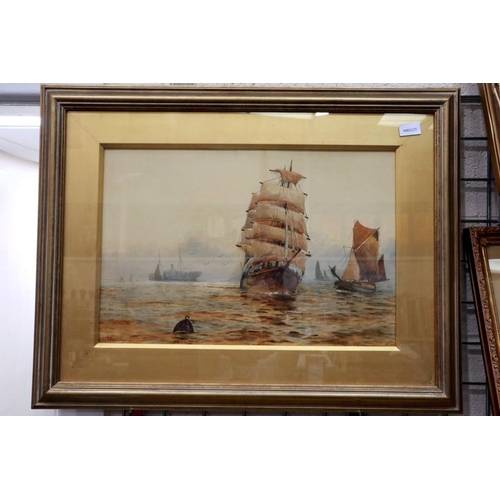 2052 - Robert Allensmore Lowe (B. 1873): watercolour, vessels in calm water, 53 x 35 cm. Not available for ... 