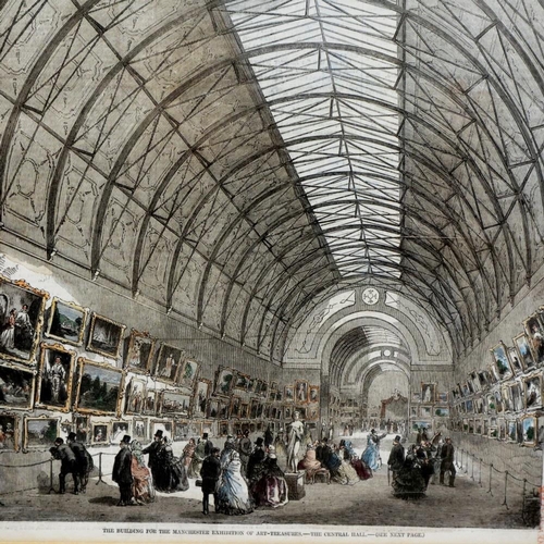 2067 - Pictures including an Edouard Van Goethem print, colour plate of Manchester exhibition central hall ... 