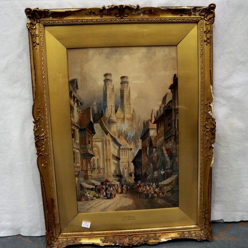 2068 - Charles James Keats RBA (1856-1900): watercolour Orleans, 48 x 31 cm. Not available for in-house P&P