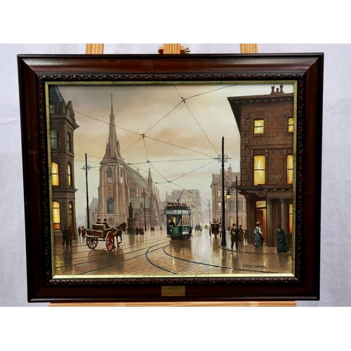 2073 - Steven Scholes (B.1952): oil on canvas, Market Place Bury 1908, 39 x 50 cm. Not available for in-hou... 