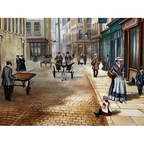 2076 - Steven Scholes (B.1952): oil on canvas, Watling Street, London 1888, 50 x 39 cm. Not available for i... 