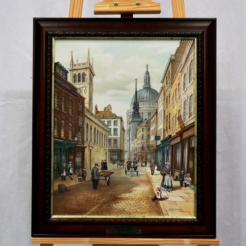 2076 - Steven Scholes (B.1952): oil on canvas, Watling Street, London 1888, 50 x 39 cm. Not available for i... 