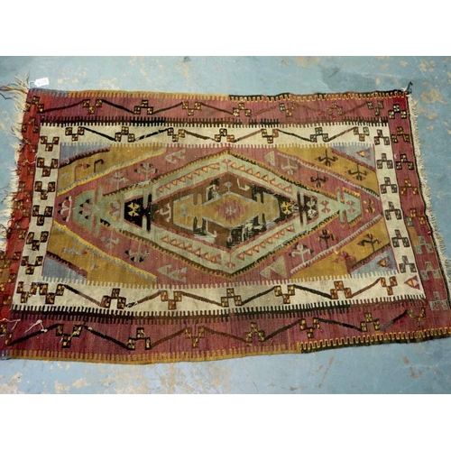 2094 - 19th century Afghan floor rug, distressed, 150 x 100 cm. Not available for in-house P&P