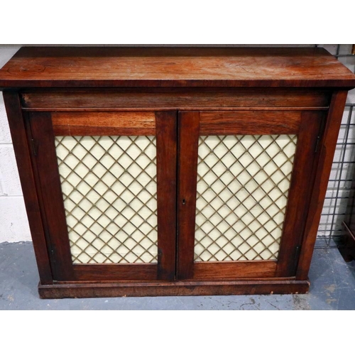 2101 - A 19th century rosewood bookcase with latticed doors and single interior shelf, 100 x 33 x 82 cm H, ... 