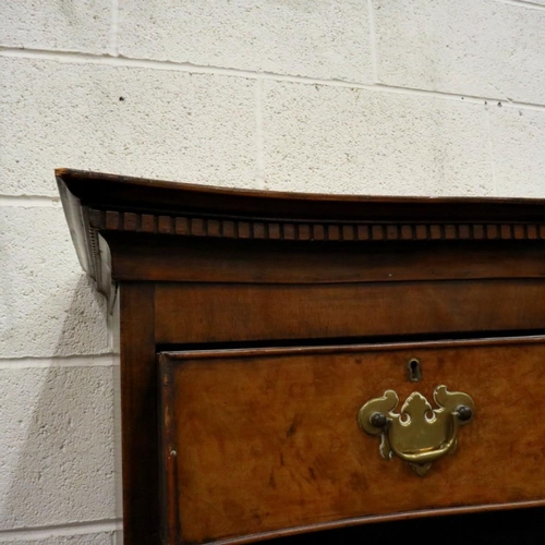 2103 - Burr walnut serpentine fronted chest on chest, comprising two short over seven long drawers. Not ava... 