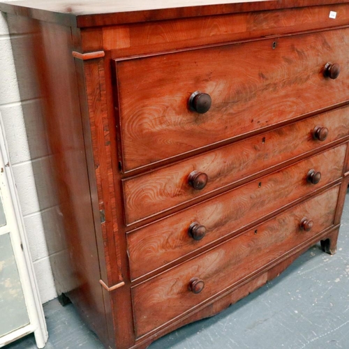 2106 - A Victorian walnut secretaire chest, the fitted top drawer above three further drawers and raised on... 