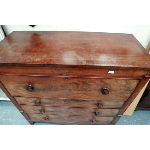 2106 - A Victorian walnut secretaire chest, the fitted top drawer above three further drawers and raised on... 