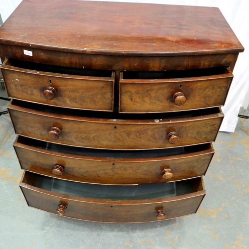 2117 - Victorian mahogany bow fronted chest of two short over three long drawers, 106 x 56 x 112 cm H. Not ... 