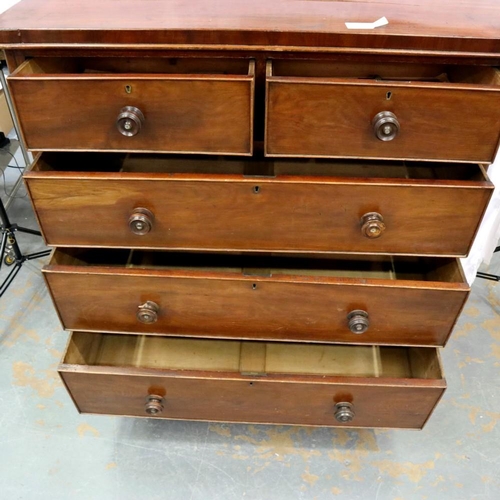 2118 - A Victorian mahogany chest of two short above three graduated drawers, 123 x 53 x 129 cm H. Not avai... 