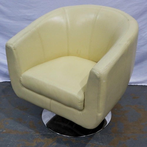 2156 - Tub cream armchair on swivel base. Not available for in-house P&P