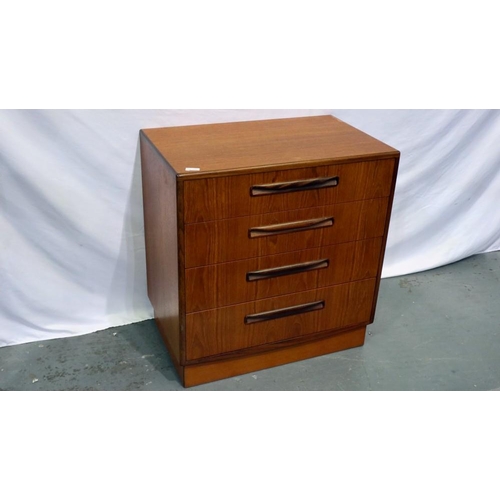 2163 - Probably G-plan chest of four long drawers, 73 x 45 x 77 cm H. Not available for in-house P&P