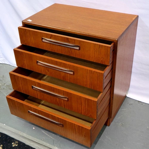 2163 - Probably G-plan chest of four long drawers, 73 x 45 x 77 cm H. Not available for in-house P&P