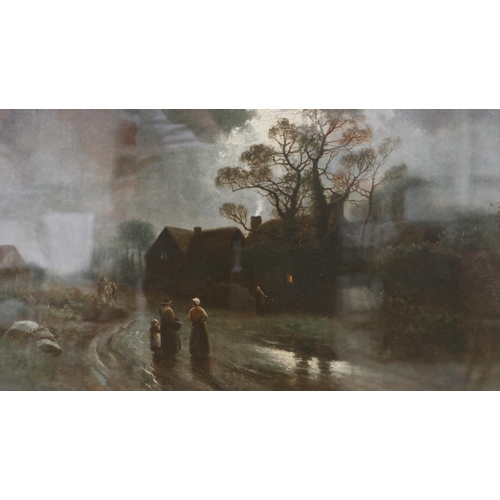 2085A - F. Arnold colour print, figures on a country lane, 25 x 40 cm. Not available for in-house P&P