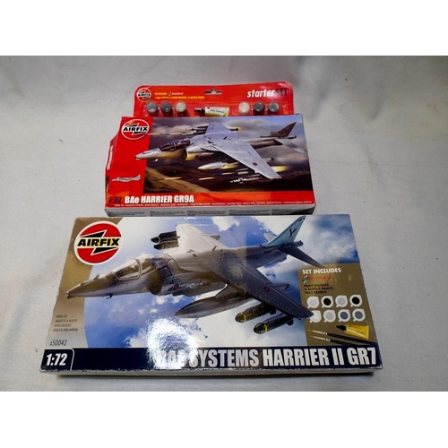 2105 - Two Airfix 1/72 scale aircraft kits to include BAE Harrier II GR7 and BAE Harrier GR9, all appear co... 