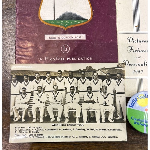 2163 - Mid 20th century cricketing ephemera, including 1957 West Indies Tour souvenir programme, with later... 
